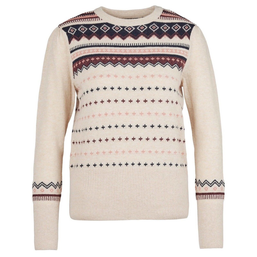 NWT Barbour Womens Birch Knit Sweater US 12 Wool Blend Fair Isle‎ Oatmeal